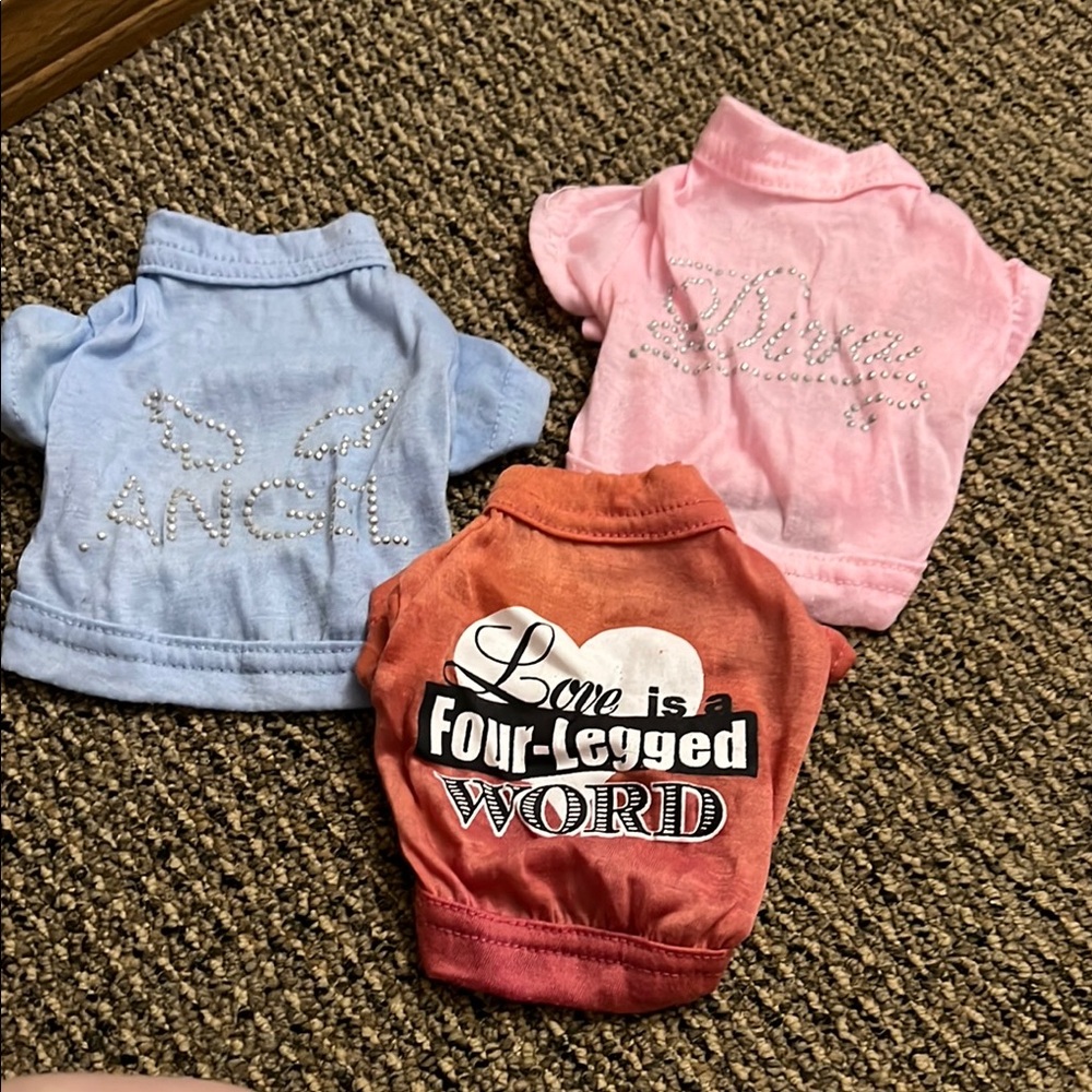 4/$15 Stylish dog Shirts Set - Blue, Pink, Red